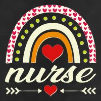 Retro Boho Valentine Day Nurse Heart Rainbow Golf Towel