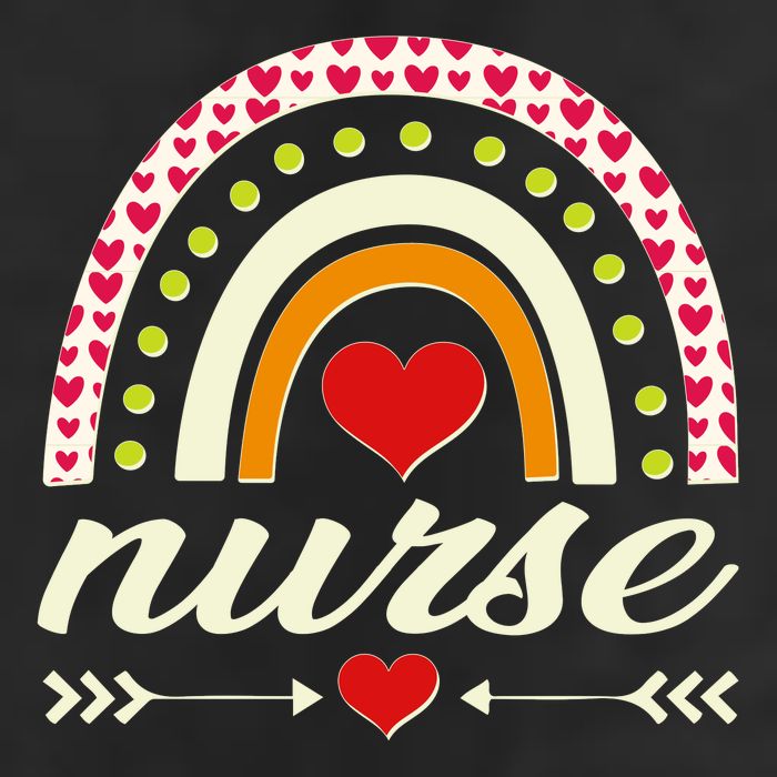 Retro Boho Valentine Day Nurse Heart Rainbow Golf Towel