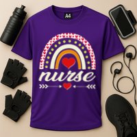 Retro Boho Valentine Day Nurse Heart Rainbow Performance Shirt