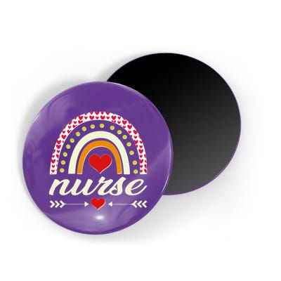 Retro Boho Valentine Day Nurse Heart Rainbow Magnet