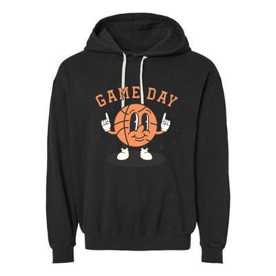 Retro Basketball Vintage Game Day Basketball Player Wo Garment-Dyed Fleece Hoodie