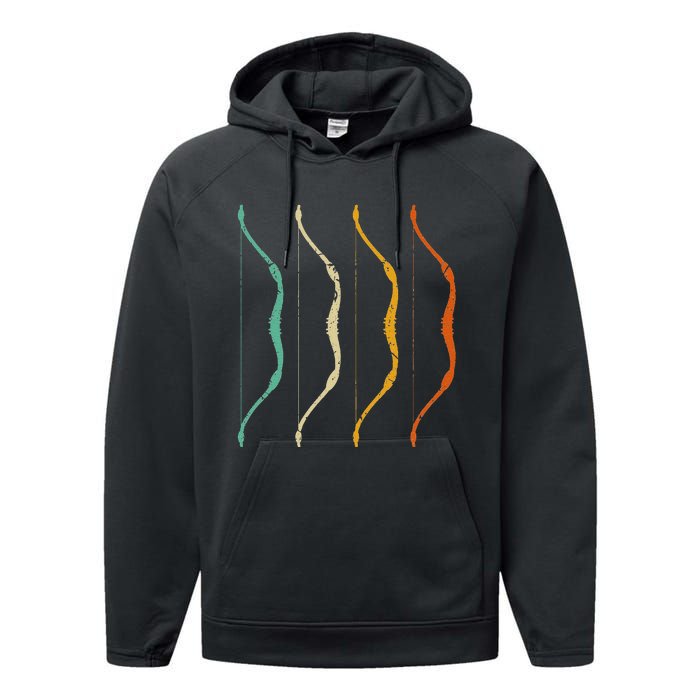 Recurve Bow Vintage Hunting Retro Archery Performance Fleece Hoodie