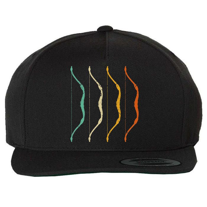 Recurve Bow Vintage Hunting Retro Archery Wool Snapback Cap