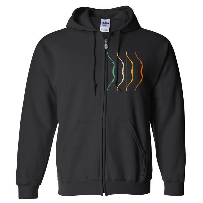 Recurve Bow Vintage Hunting Retro Archery Full Zip Hoodie