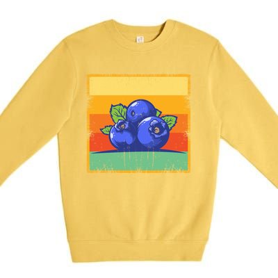 Retro Blueberry Vintage Fruit Aesthetic Blueberry Lover Cute Gift Premium Crewneck Sweatshirt