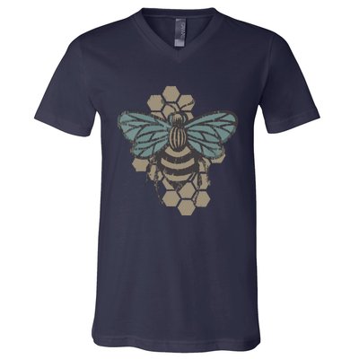 Retro Beekeeper Vintage Save The Bees Bumblebee V-Neck T-Shirt