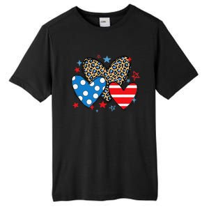 Red Blue White Heart Star Patriotic Happy 4th Of July Tall Fusion ChromaSoft Performance T-Shirt