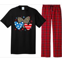 Red Blue White Heart Star Patriotic Happy 4th Of July Pajama Set