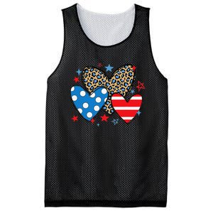 Red Blue White Heart Star Patriotic Happy 4th Of July Mesh Reversible Basketball Jersey Tank