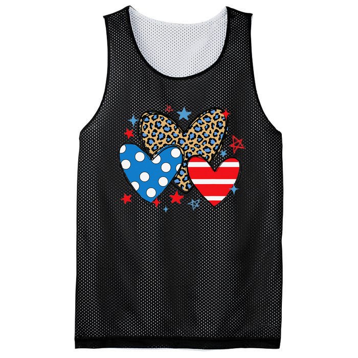 Red Blue White Heart Star Patriotic Happy 4th Of July Mesh Reversible Basketball Jersey Tank