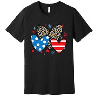 Red Blue White Heart Star Patriotic Happy 4th Of July Premium T-Shirt