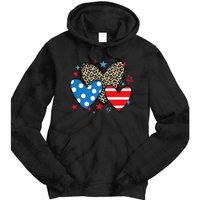 Red Blue White Heart Star Patriotic Happy 4th Of July Tie Dye Hoodie