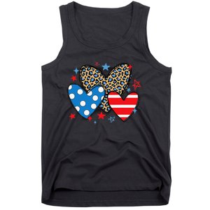 Red Blue White Heart Star Patriotic Happy 4th Of July Tank Top