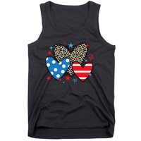 Red Blue White Heart Star Patriotic Happy 4th Of July Tank Top