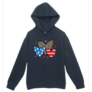 Red Blue White Heart Star Patriotic Happy 4th Of July Urban Pullover Hoodie