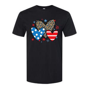 Red Blue White Heart Star Patriotic Happy 4th Of July Softstyle CVC T-Shirt