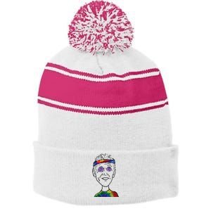 Rip Bill Walton For Bill Walton Fan Basketball Fan Walton Tribute Stripe Pom Pom Beanie