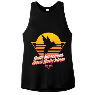Retro Bird Watching Goes Both Ways Ladies PosiCharge Tri-Blend Wicking Tank