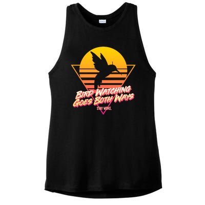 Retro Bird Watching Goes Both Ways Ladies PosiCharge Tri-Blend Wicking Tank