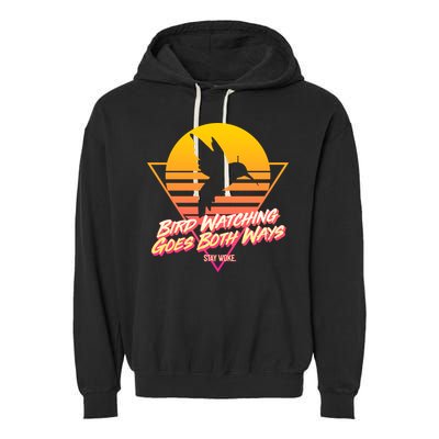 Retro Bird Watching Goes Both Ways Garment-Dyed Fleece Hoodie