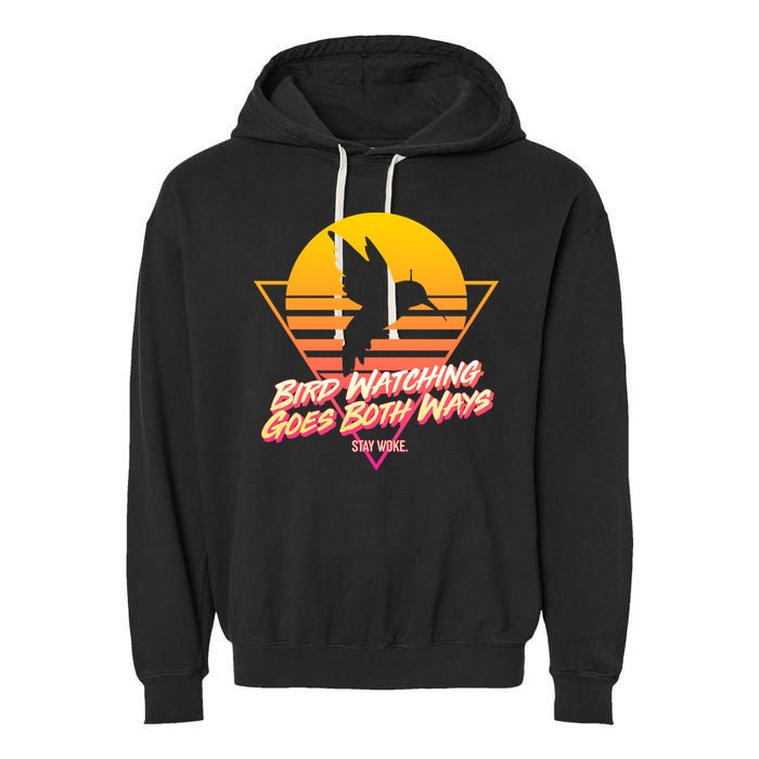 Retro Bird Watching Goes Both Ways Garment-Dyed Fleece Hoodie
