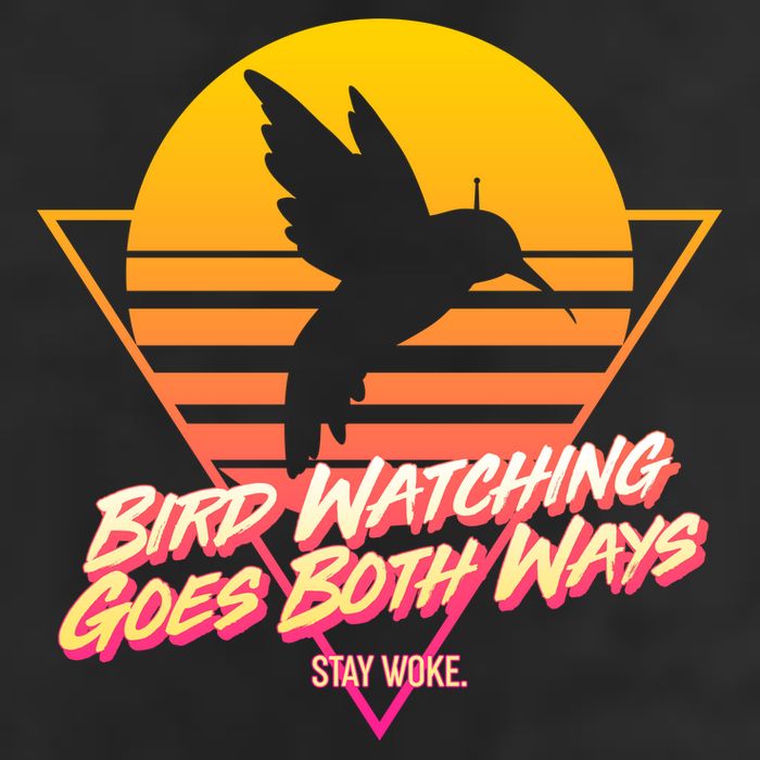 Retro Bird Watching Goes Both Ways Garment-Dyed Fleece Hoodie