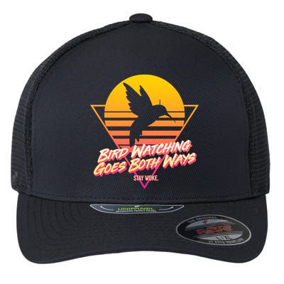 Retro Bird Watching Goes Both Ways Flexfit Unipanel Trucker Cap