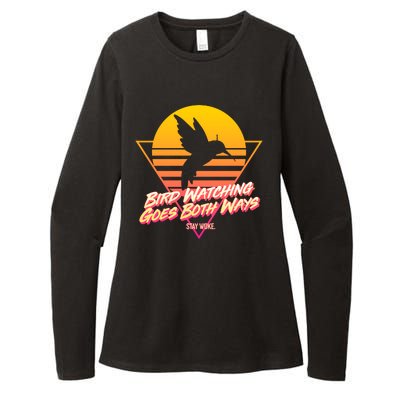 Retro Bird Watching Goes Both Ways Womens CVC Long Sleeve Shirt