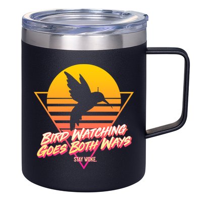 Retro Bird Watching Goes Both Ways 12oz Stainless Steel Coffee Mug