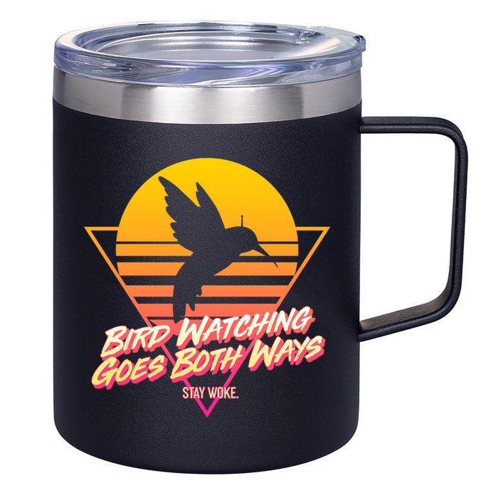Retro Bird Watching Goes Both Ways 12oz Stainless Steel Coffee Mug