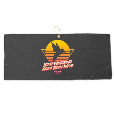 Retro Bird Watching Goes Both Ways Large Microfiber Waffle Golf Towel