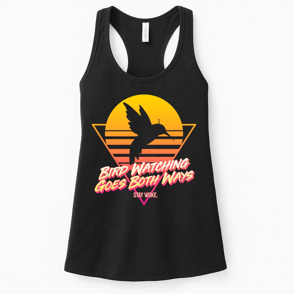 Retro Bird Watching Goes Both Ways Womens Tank Top