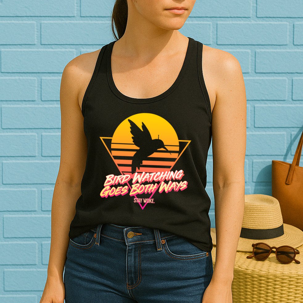 Retro Bird Watching Goes Both Ways Womens Tank Top