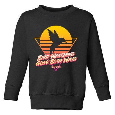 Retro Bird Watching Goes Both Ways Toddler Sweatshirt
