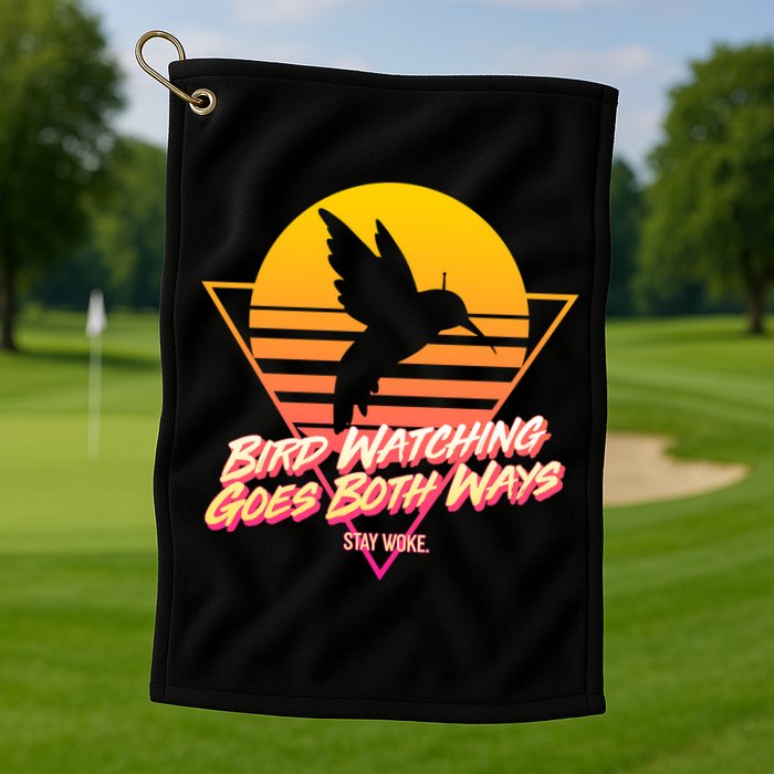 Retro Bird Watching Goes Both Ways Golf Towel