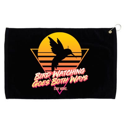 Retro Bird Watching Goes Both Ways Grommeted Golf Towel
