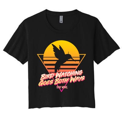 Retro Bird Watching Goes Both Ways Crop Top