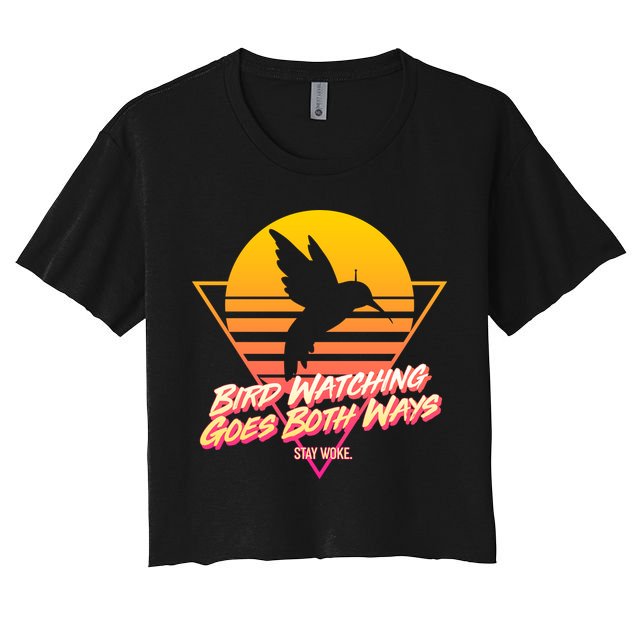 Retro Bird Watching Goes Both Ways Crop Top