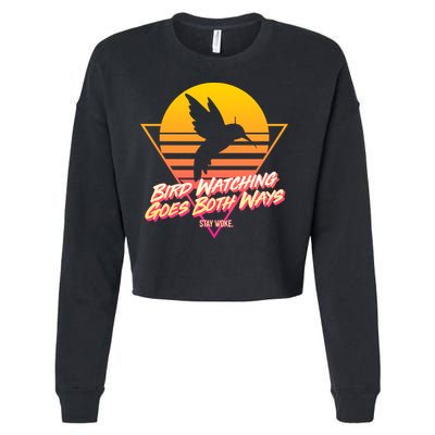 Retro Bird Watching Goes Both Ways Cropped Pullover Crew