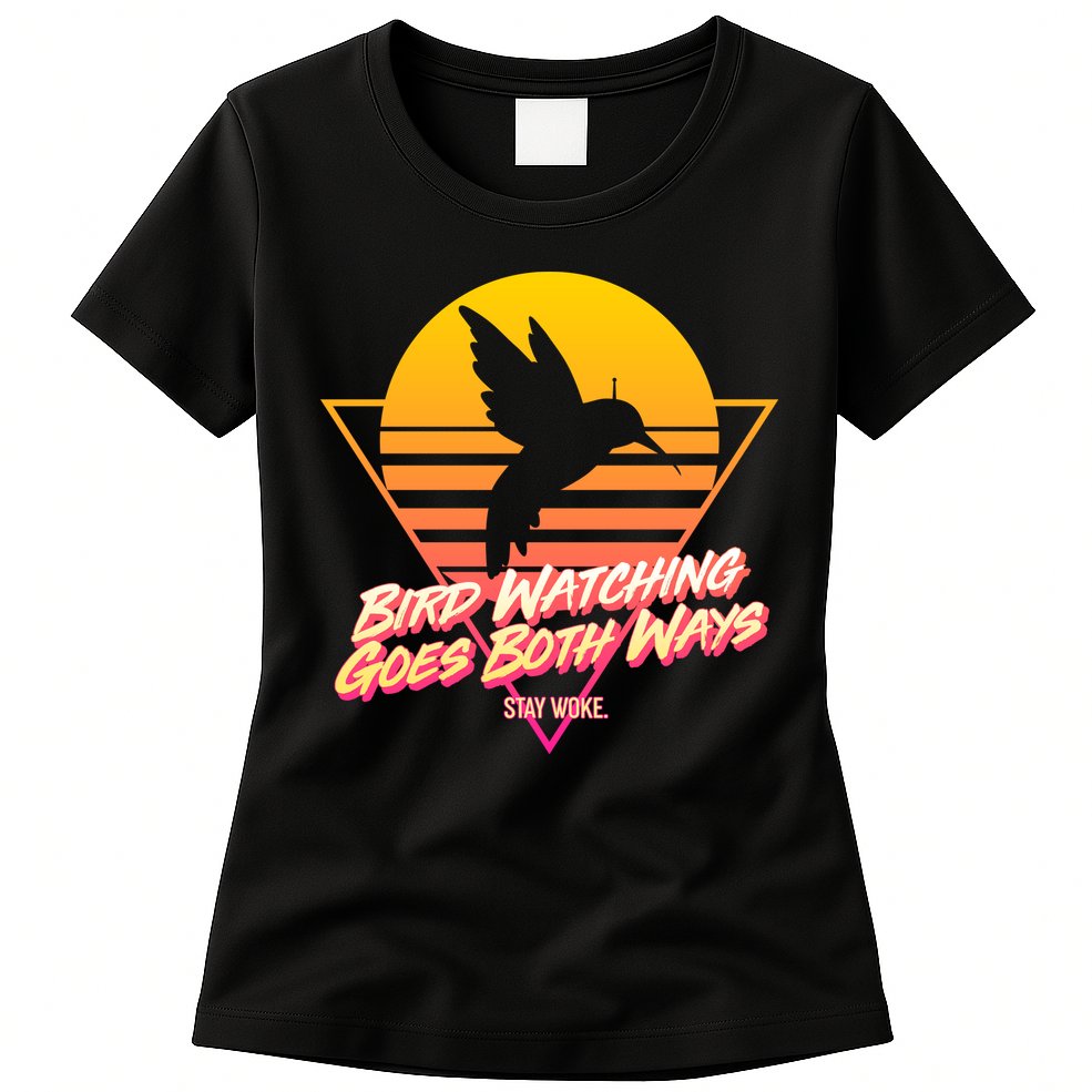 Retro Bird Watching Goes Both Ways Womens T-Shirt