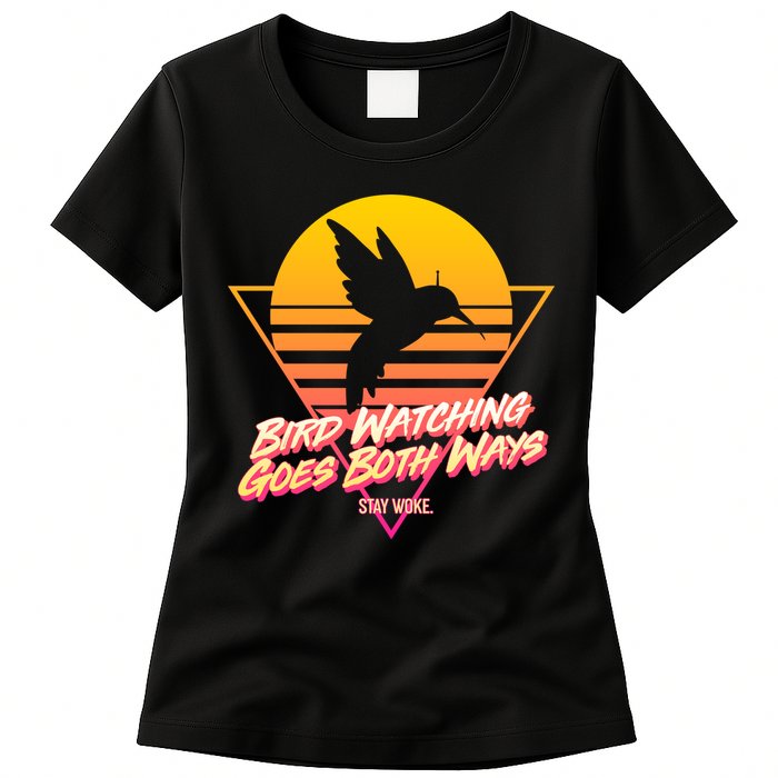 Retro Bird Watching Goes Both Ways Womens T-Shirt