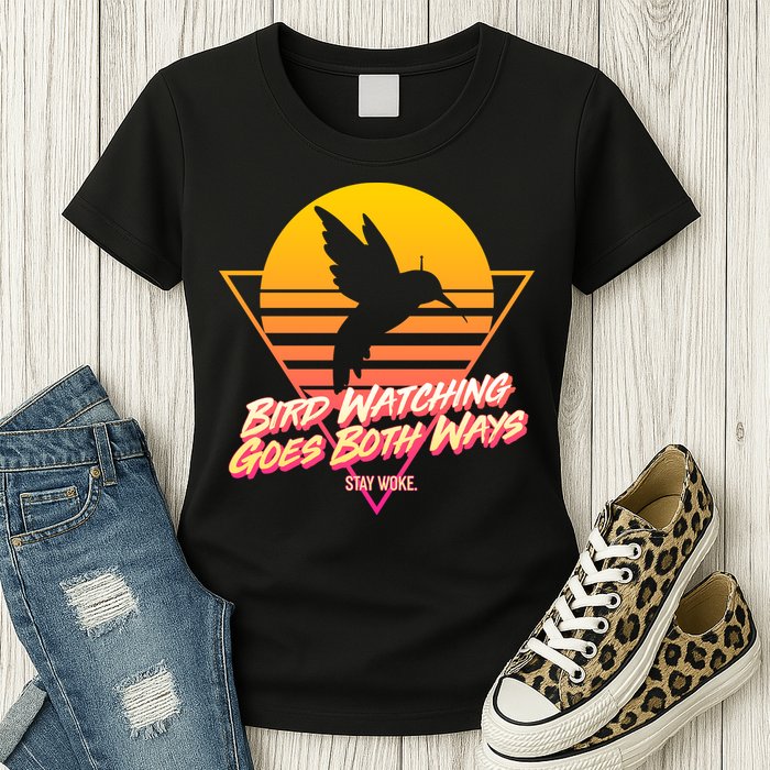 Retro Bird Watching Goes Both Ways Womens T-Shirt