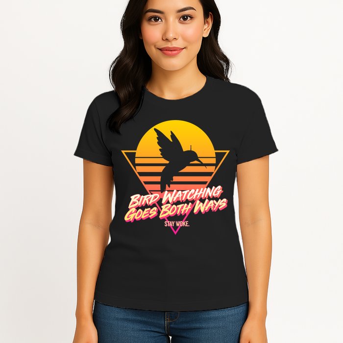 Retro Bird Watching Goes Both Ways Womens T-Shirt