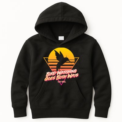 Retro Bird Watching Goes Both Ways Kids Hoodie