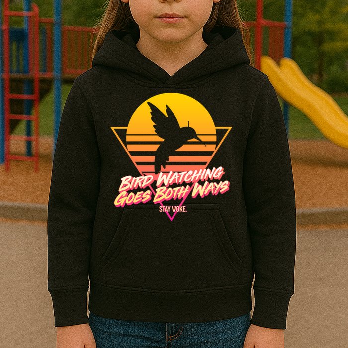Retro Bird Watching Goes Both Ways Kids Hoodie