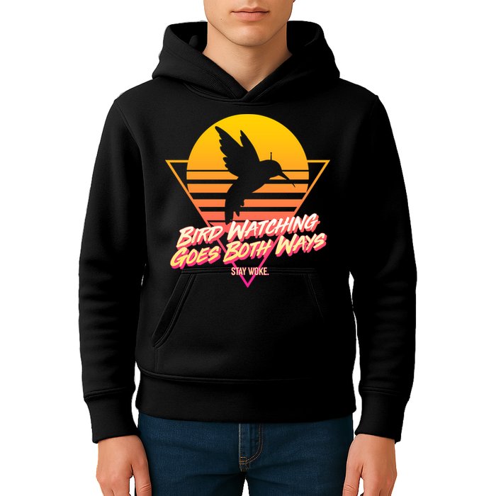 Retro Bird Watching Goes Both Ways Kids Hoodie