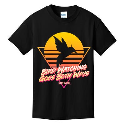 Retro Bird Watching Goes Both Ways Kids T-Shirt
