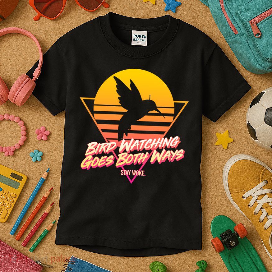 Retro Bird Watching Goes Both Ways Kids T-Shirt