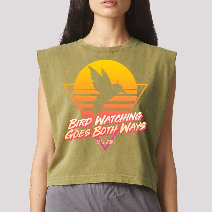 Retro Bird Watching Goes Both Ways Garment-Dyed Women's Muscle Tee