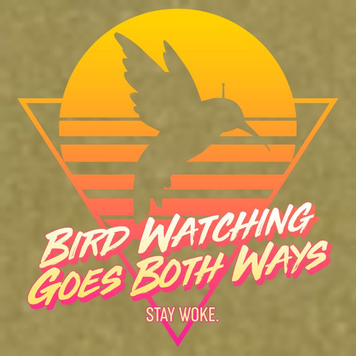 Retro Bird Watching Goes Both Ways Garment-Dyed Women's Muscle Tee